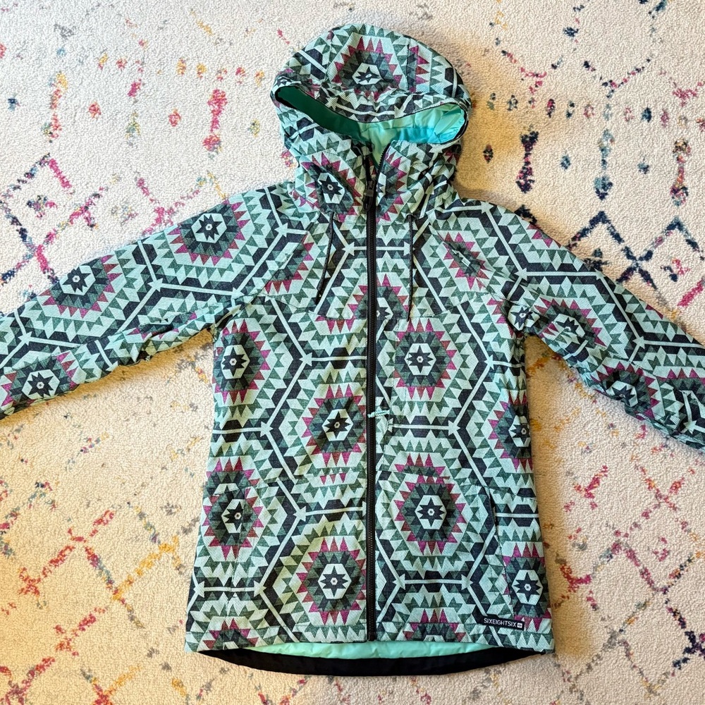 686 Geometric Jacket in Mint and Pink
